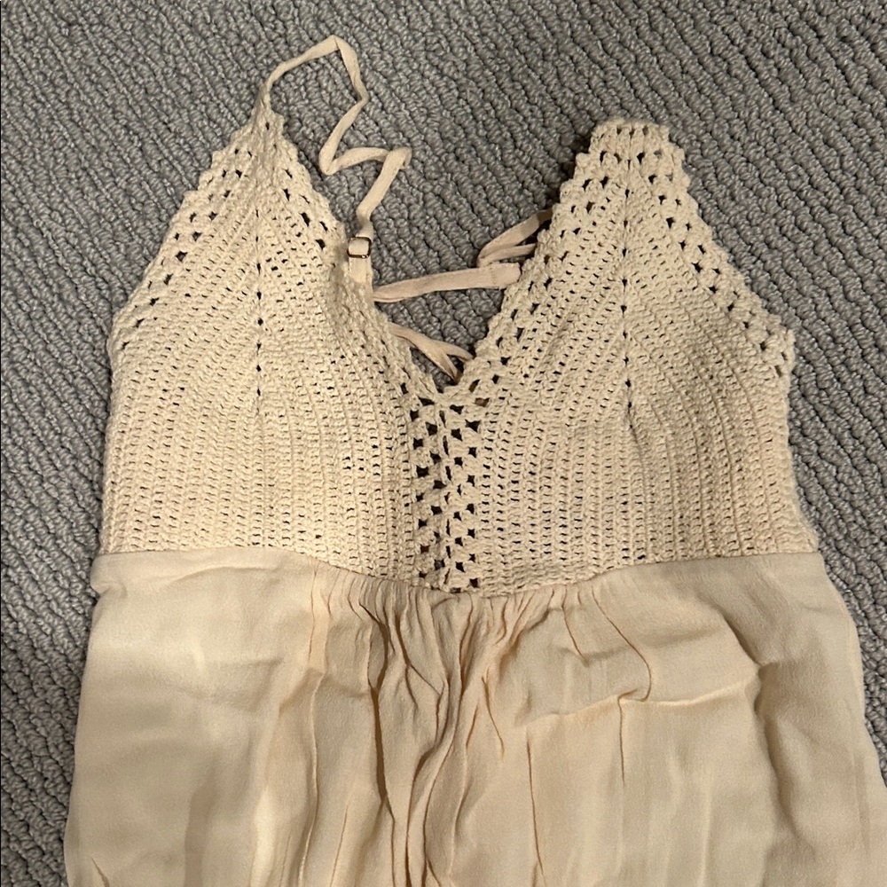 AKIRA Cream Crochet Maxi Dress